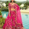 Designer Rani Pink Embroidered Lehenga with Peacock Motifs & Net Dupatta