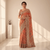 Multicolor Embroidered Designer Saree