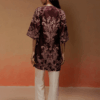 Wine Silk Printed Kurta Pant Set