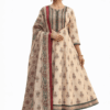 Beige Floral Cotton Kurta Dupatta Set