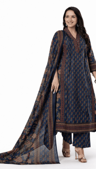 Indigo Printed Kurta Pant Dupatta Set