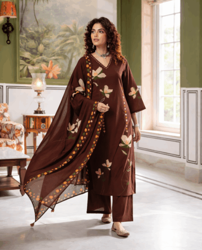 Cotton Kurta Pant Set with Dupatta