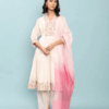 Pink Linen Kurta Set with Chiffon Dupatta