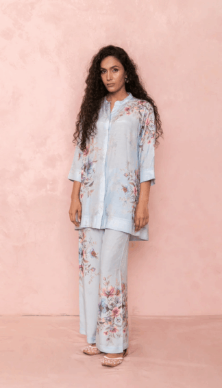 Designer Blue Muslin Co-ord Set