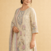 model wearing printed cotton kurta set with dupatta