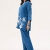 Stylish blue printed kurta pant set for women casual wear
