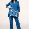 Stylish blue printed kurta pant set for women casual wear